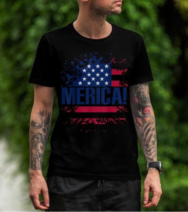 Merica USA Vintage Flag Stars And Stripes Merica T-Shirt