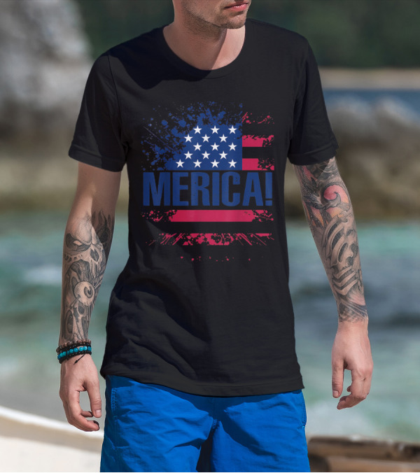 Merica USA Vintage Flag Stars And Stripes Merica T-Shirt
