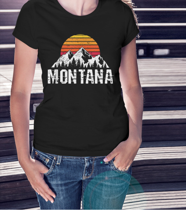 Montana Vintage Mountain Sun Retro Sunset Timberline T-Shirt