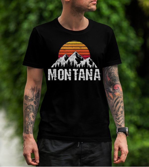 Montana Vintage Mountain Sun Retro Sunset Timberline T-Shirt
