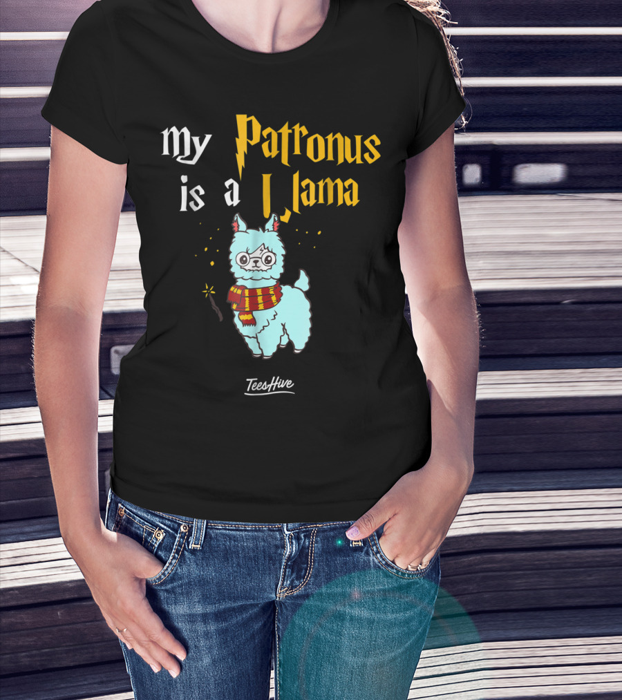 My Patronus Is A Llama Funny Llama Lover Magic Wand Scarf TeesHive T-Shirt