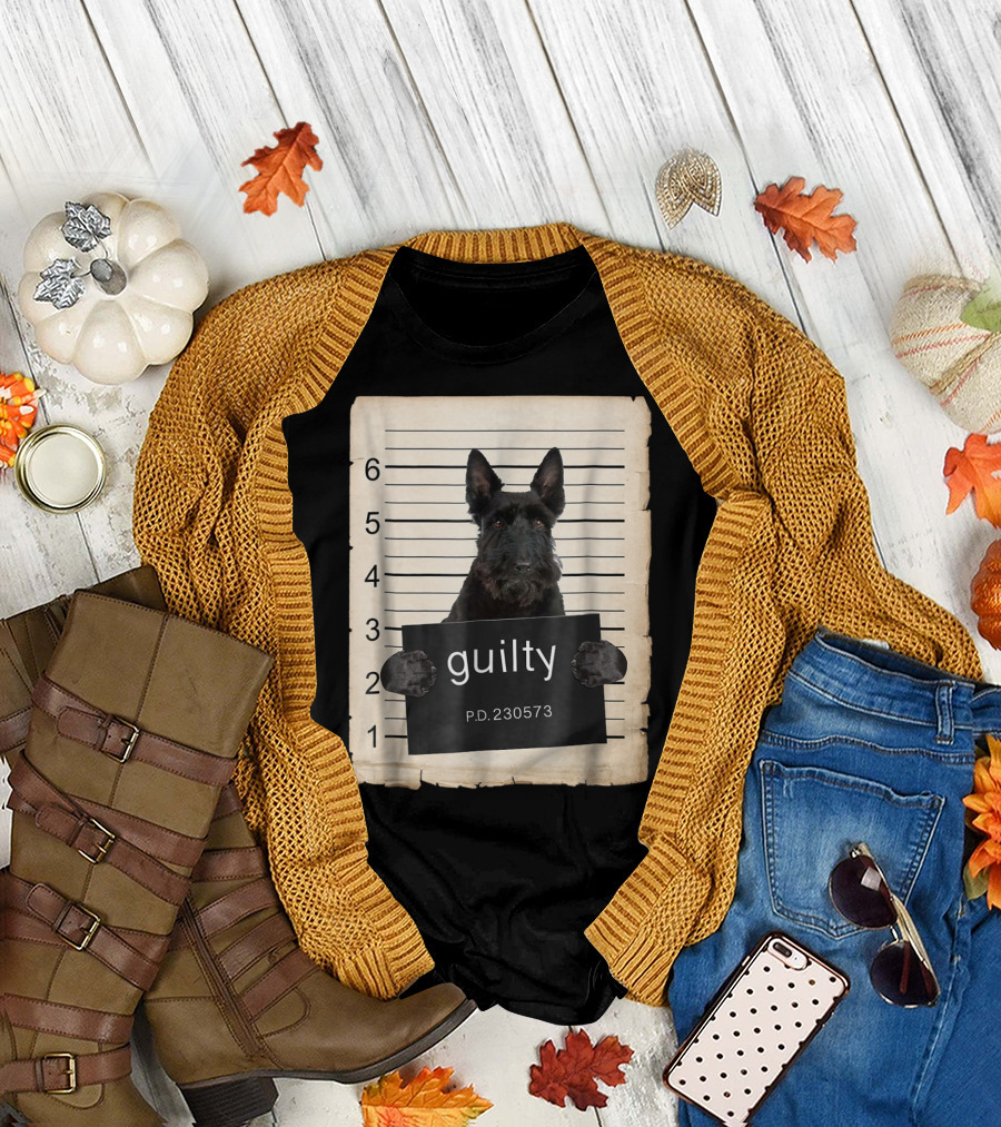Scottish Terrier Mugshot Guilty Dog P.D. 230573 T-Shirt