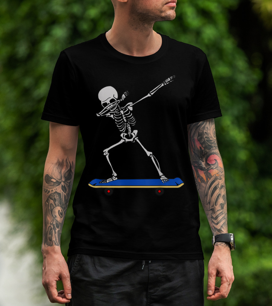 Skeleton DAB Skateboard Idea For Skateboarding T-Shirt