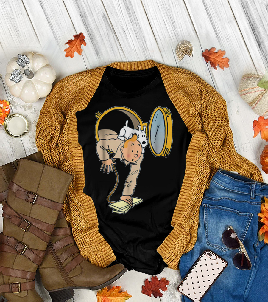 Tintin and Snowy Emerging from Submarine Porthole T-Shirt
