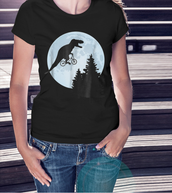 T Rex Bicycle Moon Ride For Funny Rex Lovers T-Shirt