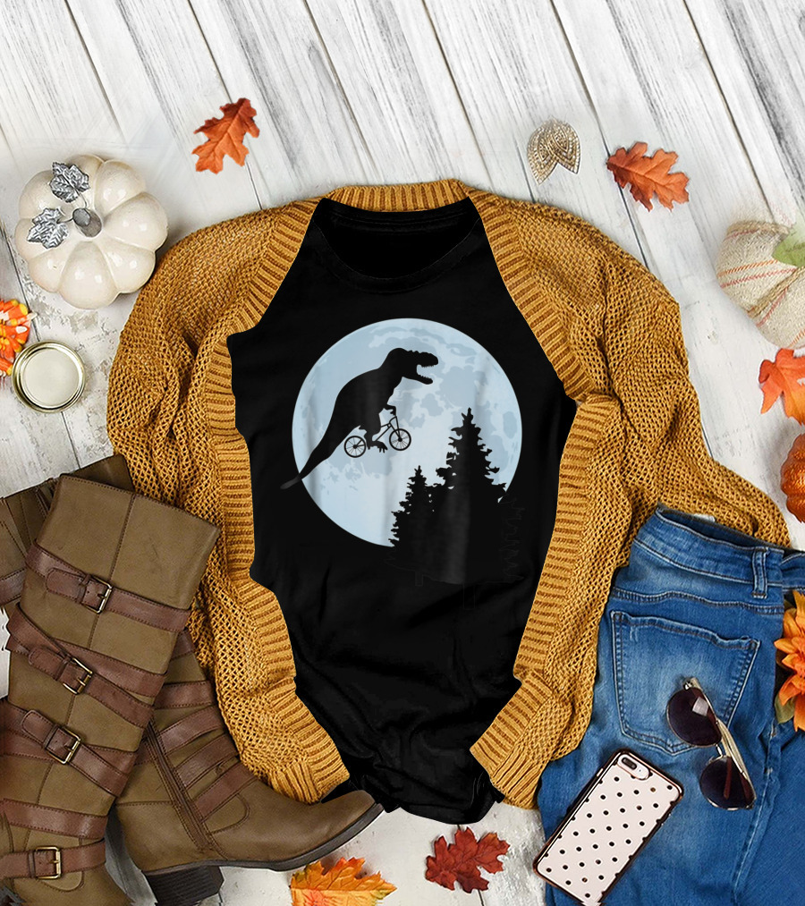 T Rex Bicycle Moon Ride for Funny Rex Lovers T-Shirt