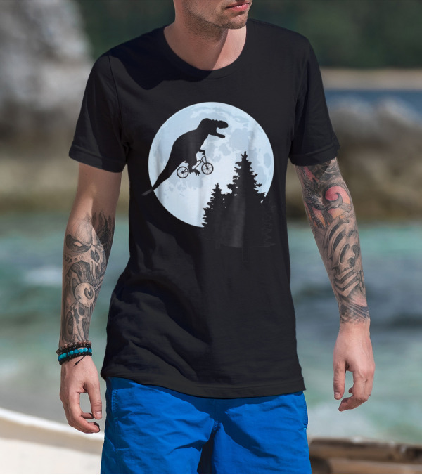T Rex Bicycle Moon Ride For Funny Rex Lovers T-Shirt
