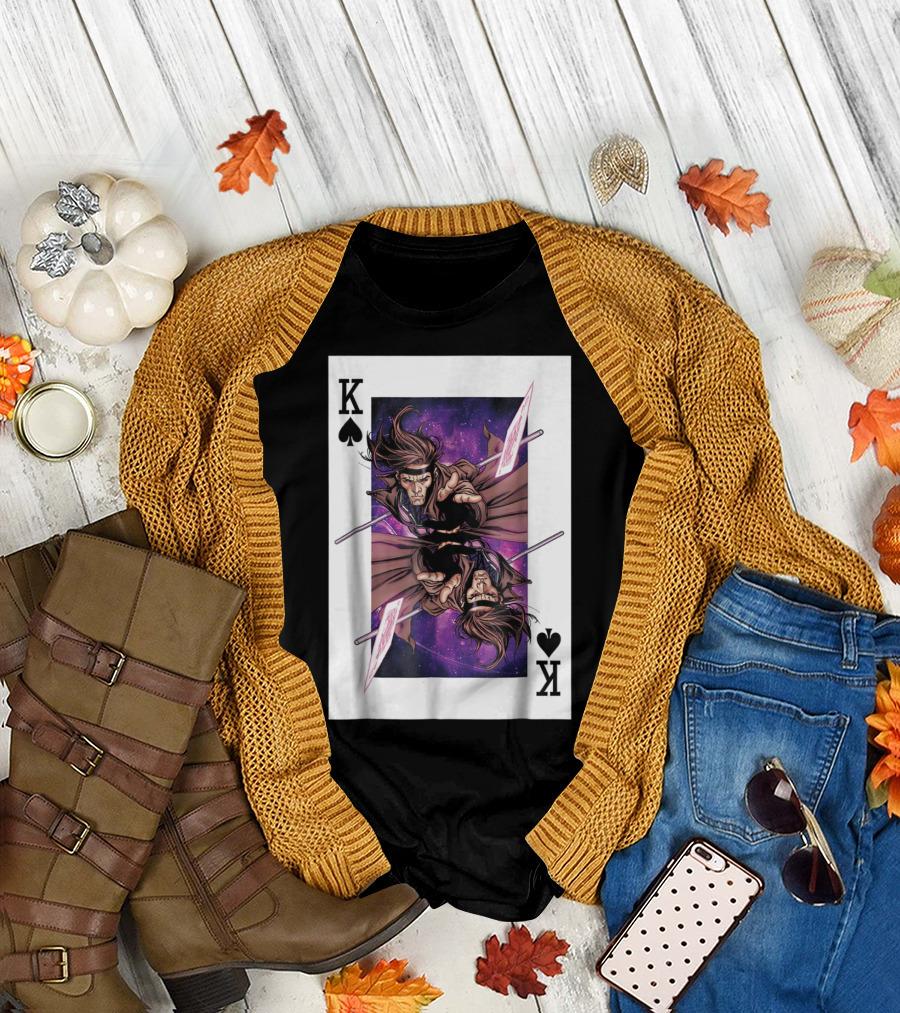 Marvel X Men Gambit King Of Spades Playing Card Character T-Shirt