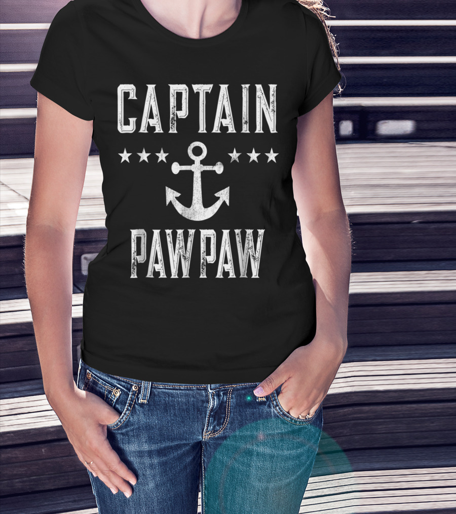 Captain PawPaw Nautical Anchor Stars Mens Vintage Family Cruise T-Shirt
