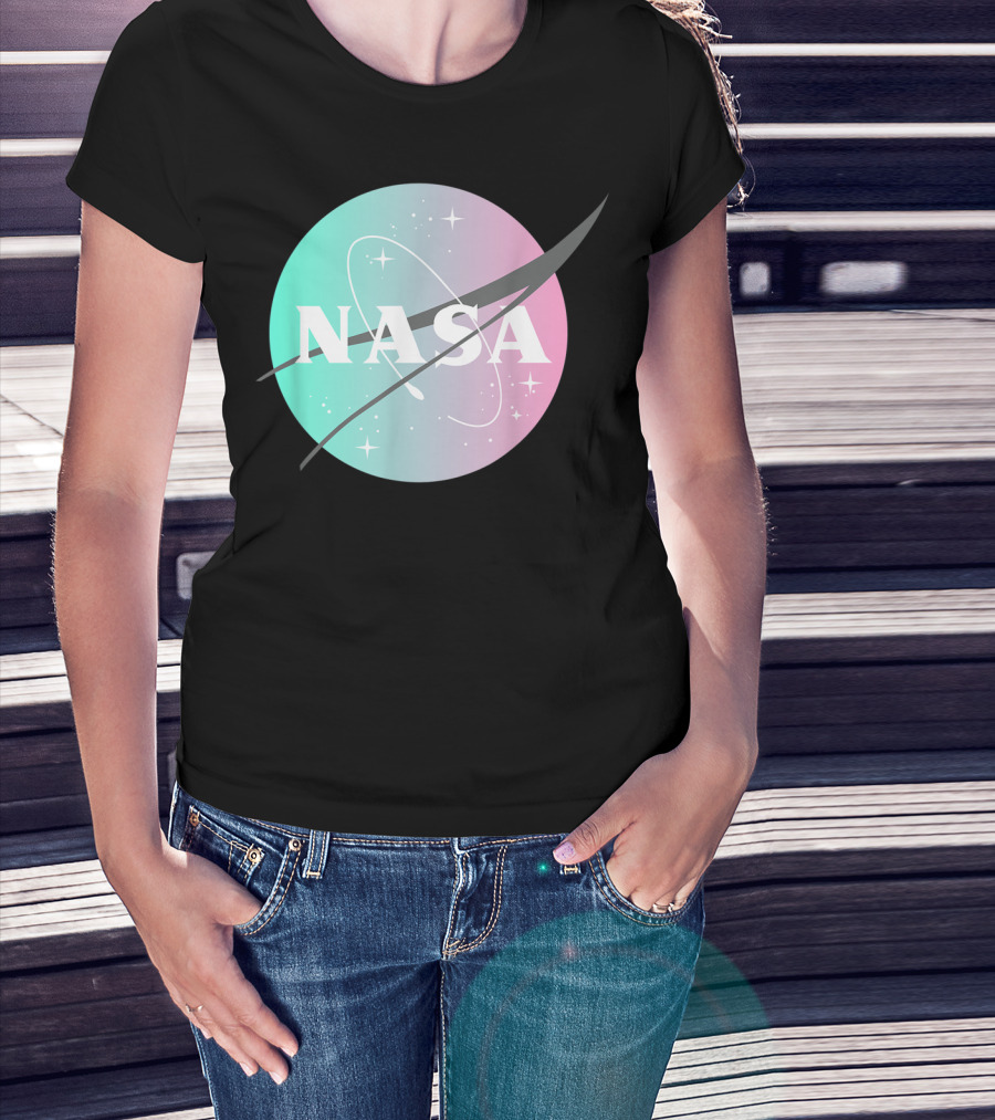 NASA Pastel Rainbow Classic Logo NASA Lover T-Shirt