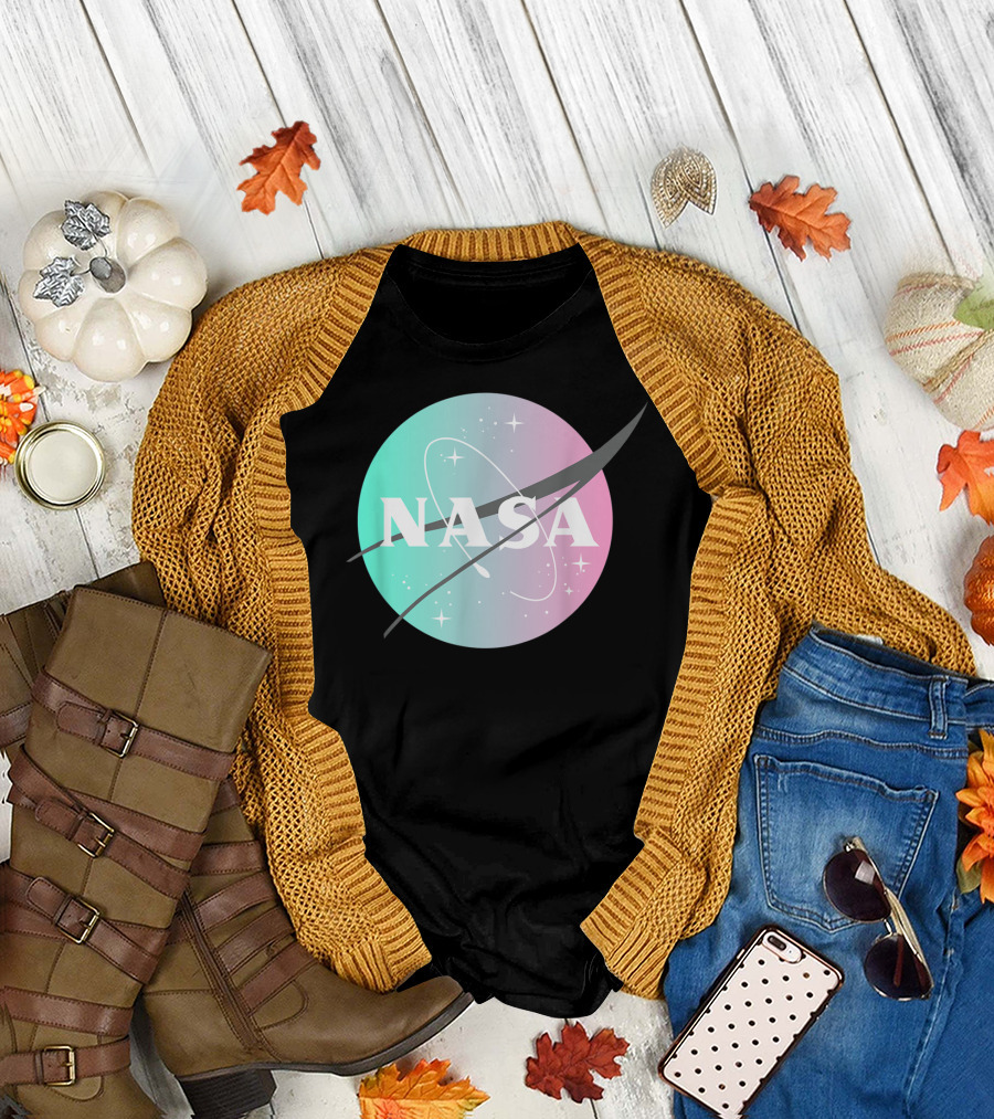 NASA Pastel Rainbow Classic Logo NASA Lover T-Shirt