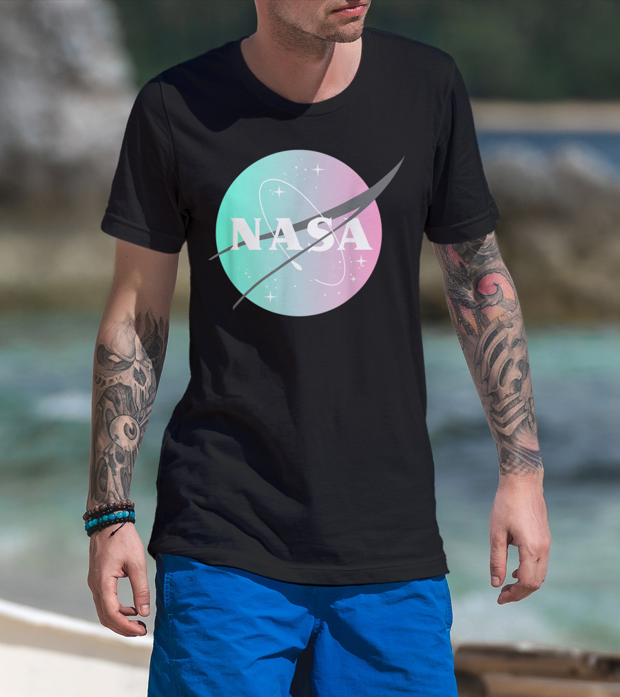 NASA Pastel Rainbow Classic Logo NASA Lover T-Shirt