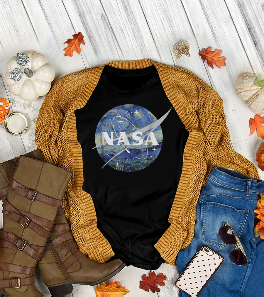 NASA Starry Night Van Gogh Circle Emblem T-Shirt