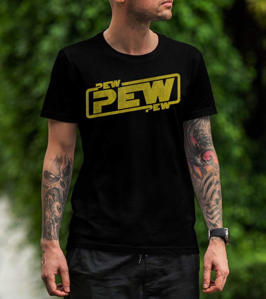 Pew Pew Pew Blockbuster Movie Quote Men Retro T-Shirt