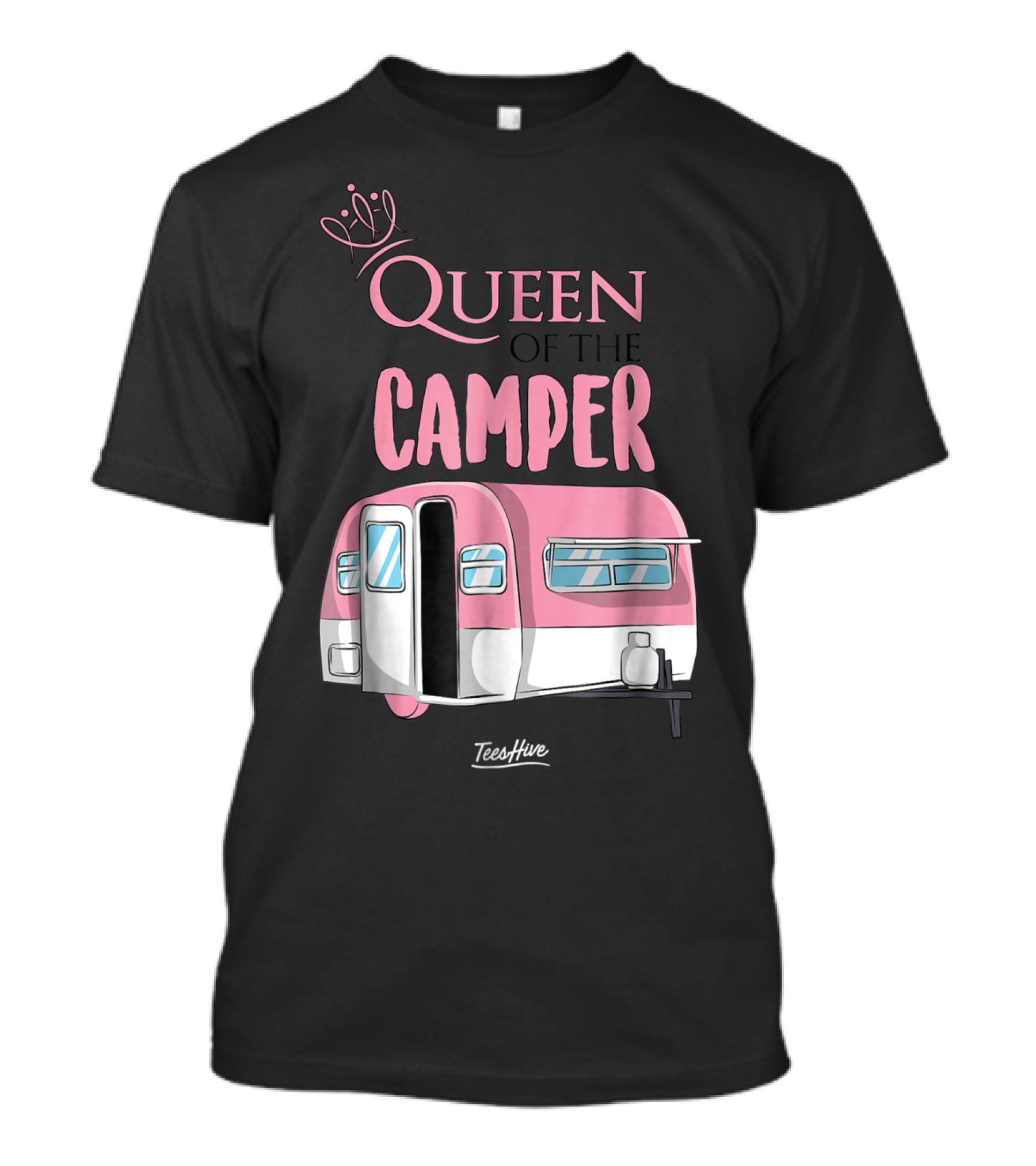 Queen Of The Camper TeesHive Pink Trailer T-Shirt