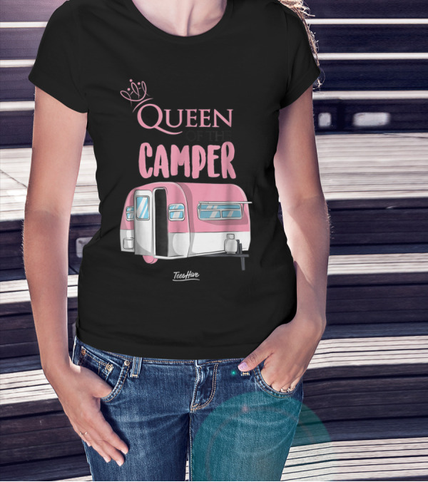 Queen Of The Camper TeesHive Pink Trailer T-Shirt