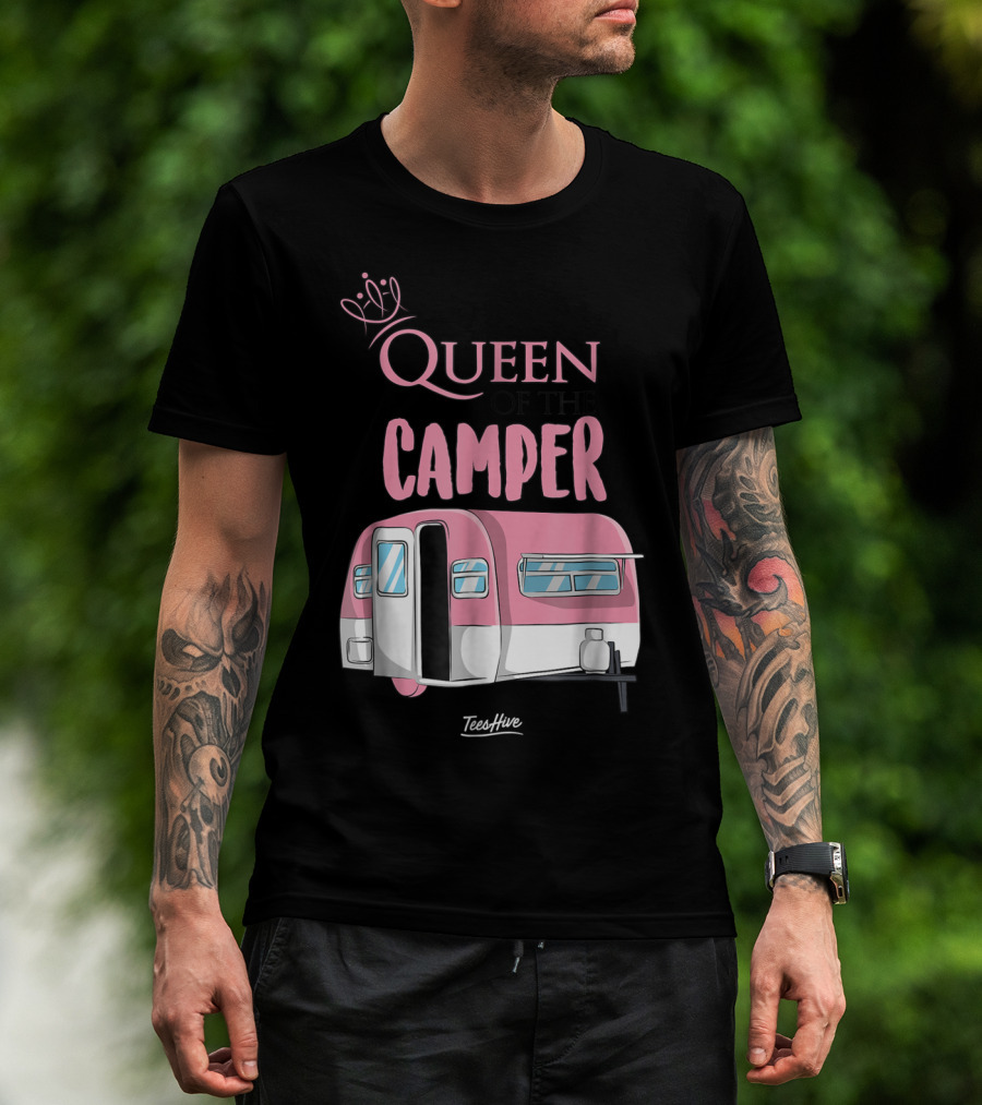 Queen Of The Camper TeesHive Pink Trailer T-Shirt