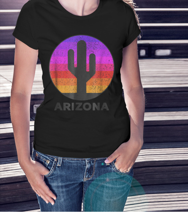 Arizona Saguaro Cactus Vintage Sunset T-Shirt