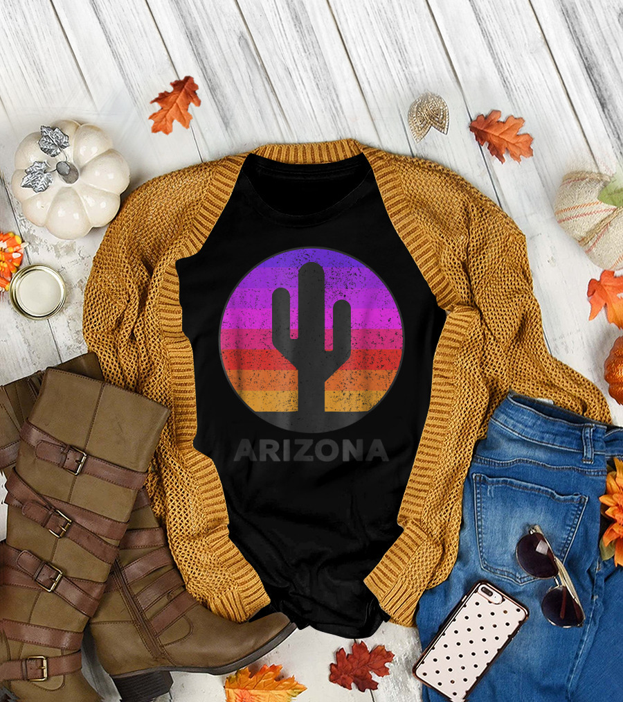 Arizona Saguaro Cactus Vintage Sunset T-Shirt