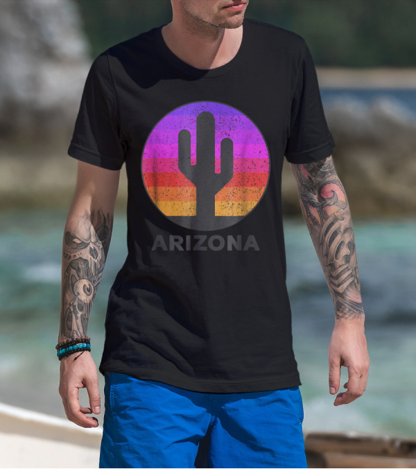 Arizona Saguaro Cactus Vintage Sunset T-Shirt