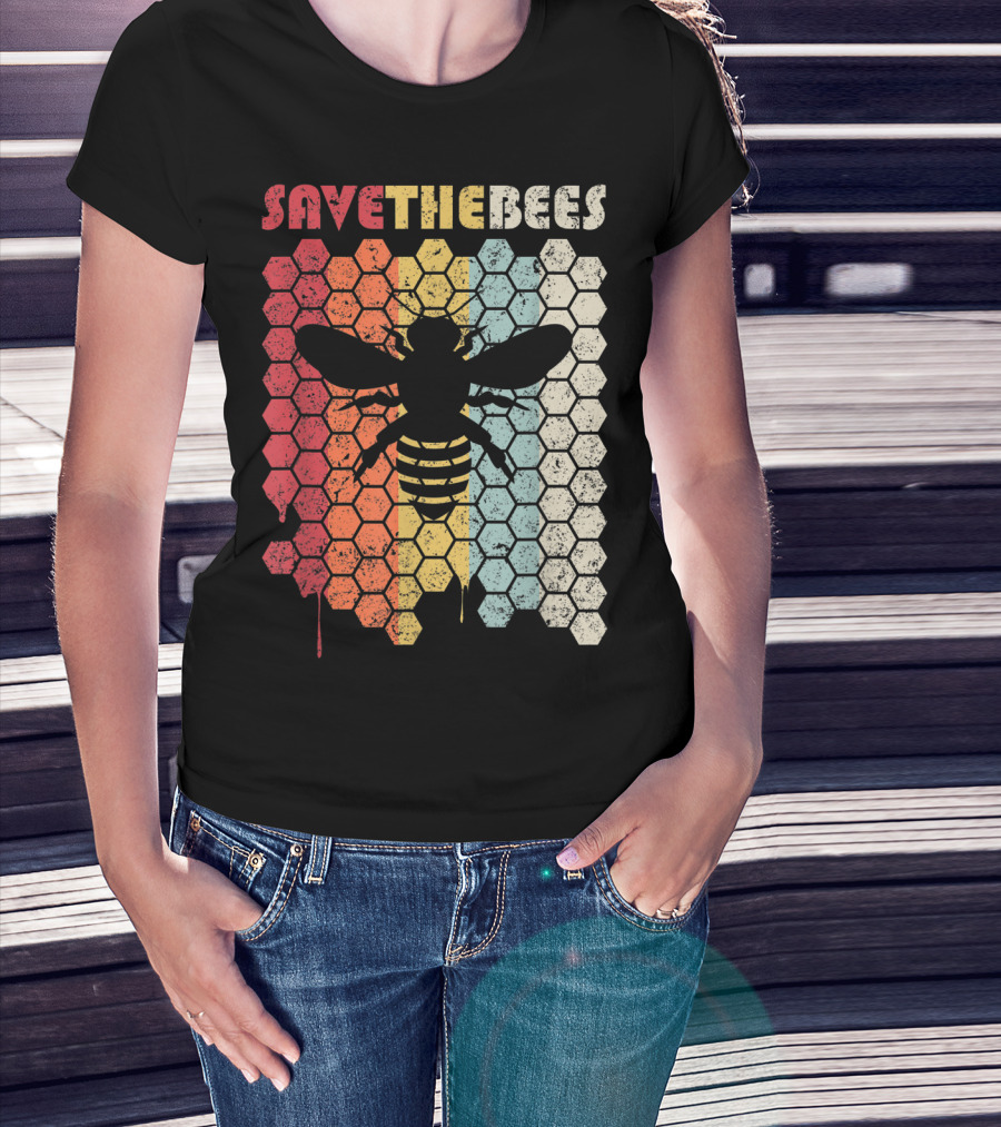 SAVETHEBEES Hexagonal Rainbow T-Shirt