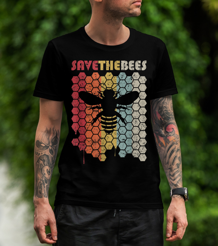 SAVETHEBEES Hexagonal Rainbow T-Shirt