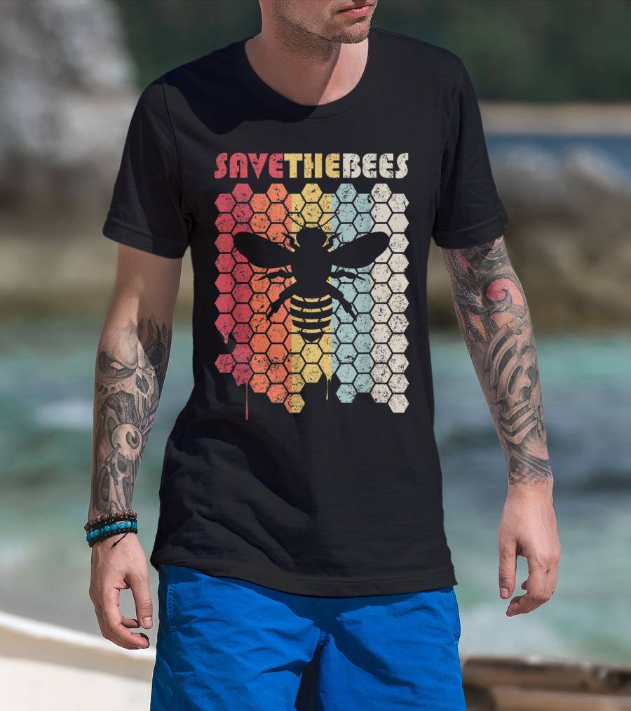 SAVETHEBEES Hexagonal Rainbow T-Shirt