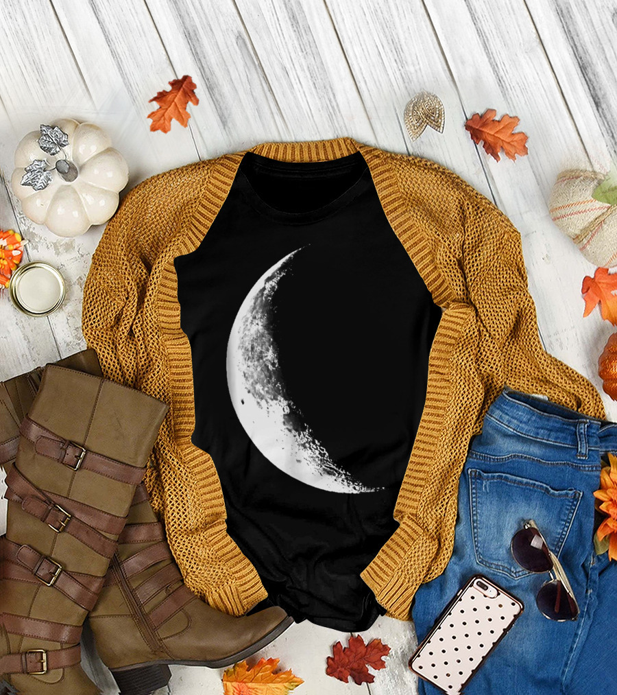 Shiny Moon Half Moon Crescent Moon Lunar Phases T-Shirt