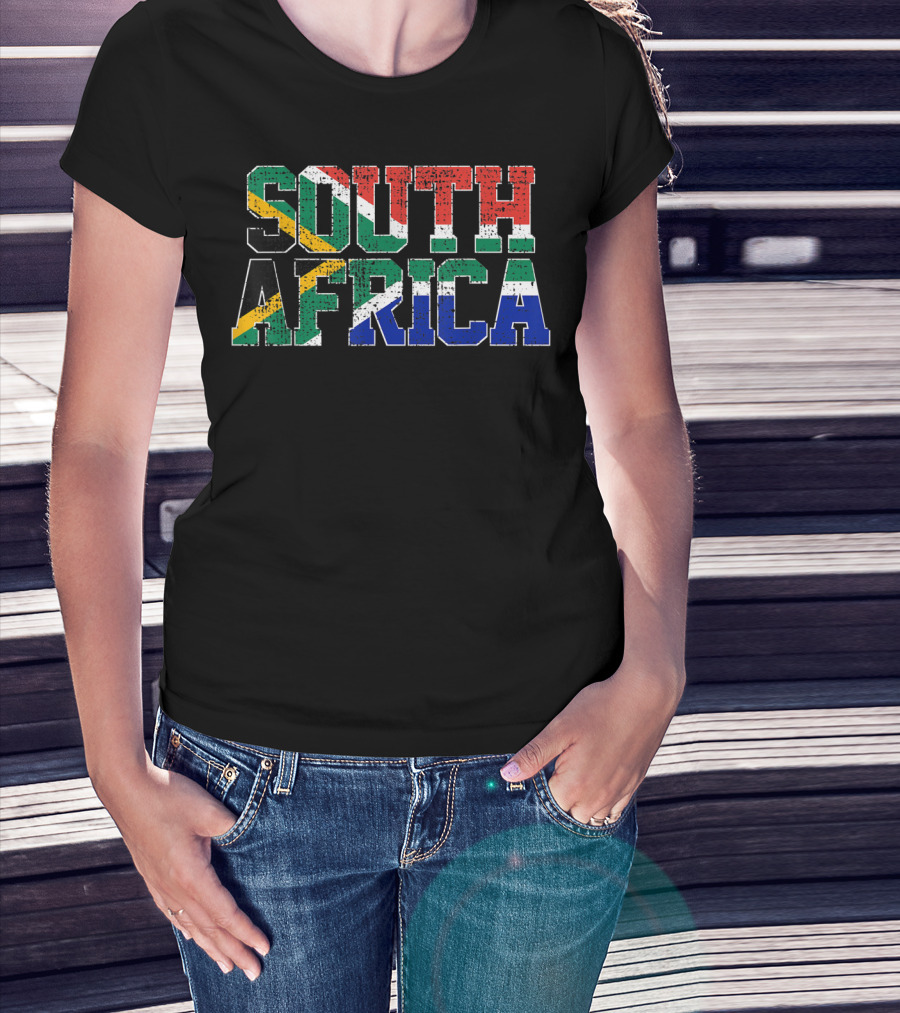 South Africa National Flag Proud AF Bold Patriotic Text T-Shirt