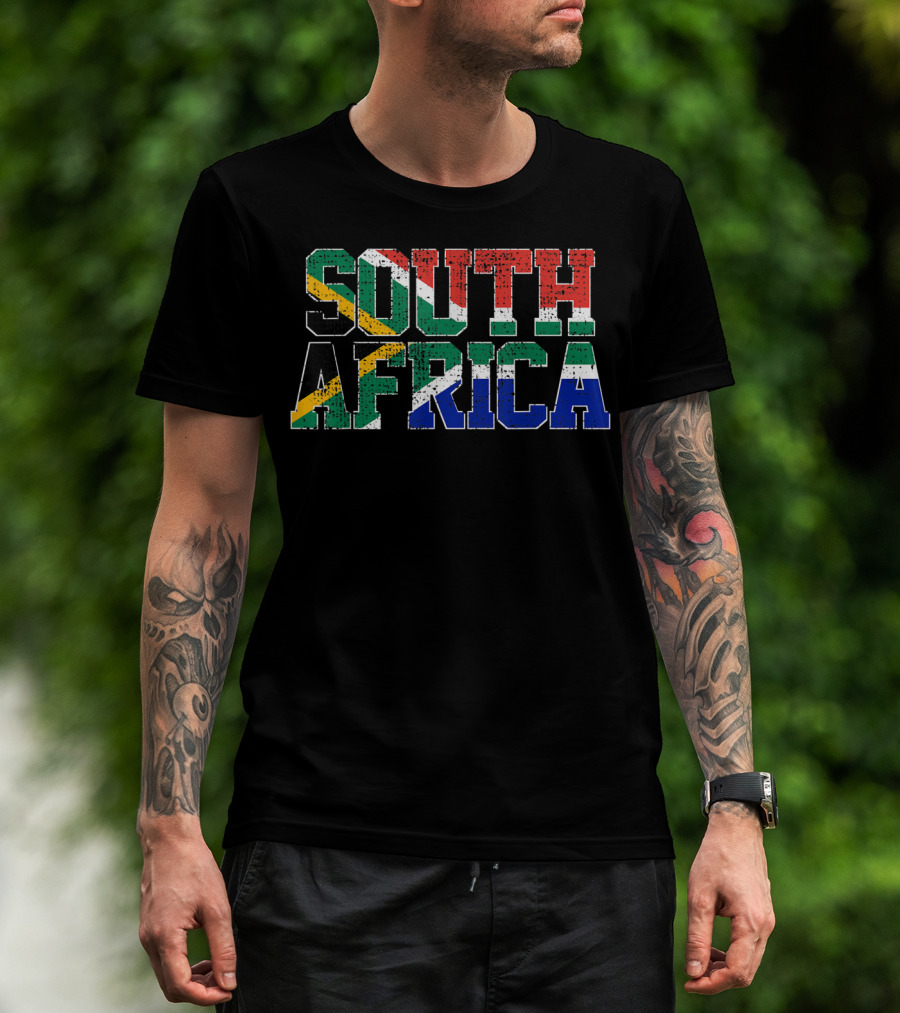 South Africa National Flag Proud AF Bold Patriotic Text T-Shirt