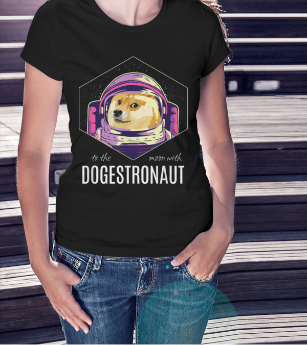 Dogestronaut To The Moon With Dogecoin Crypto T-Shirt