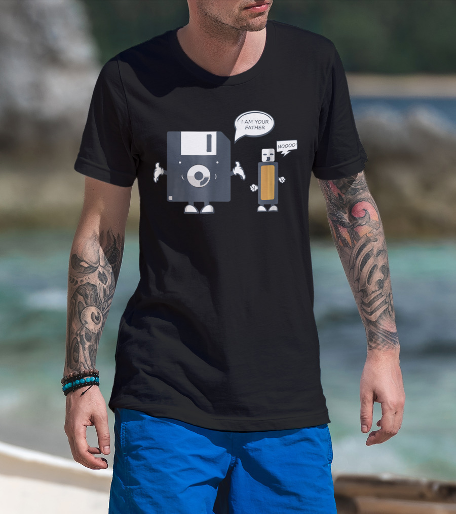 USB Floppy Disk I Am Your Father Noooo Funny Nerd T-Shirt
