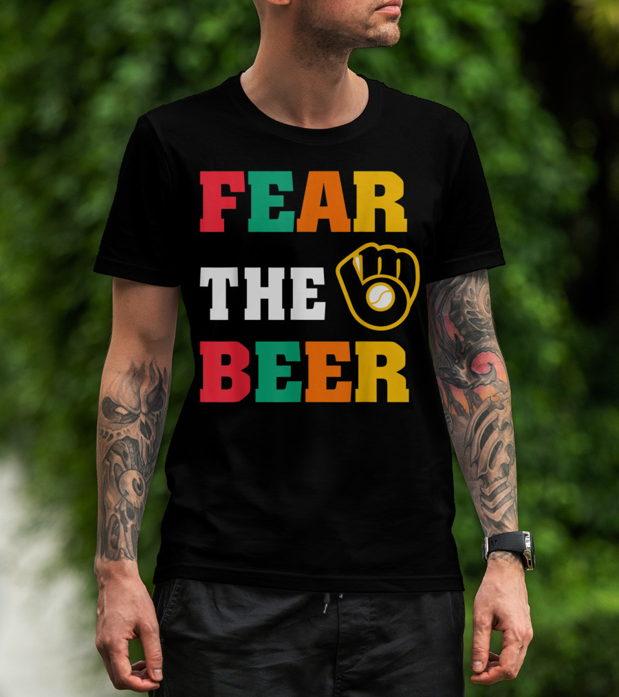 Fear The Beer Brewers Vintage Baseball Glove T-Shirt