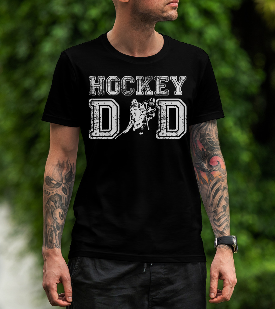 Hockey Dad Vintage Ice Hockey Player Father's Day T-Shirt
