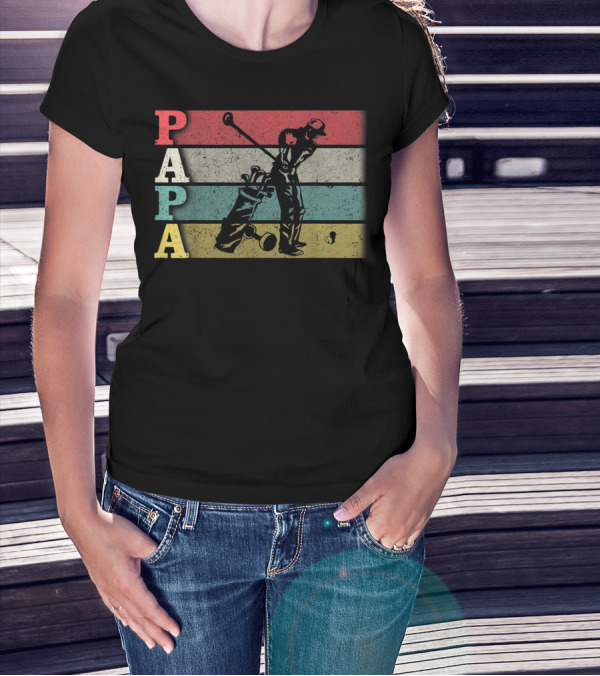 Vintage Golf Papa Funny Dad Father's Day Retro Style Golfer T-Shirt