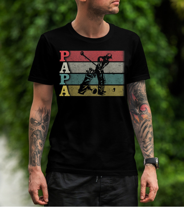 Vintage Golf Papa Funny Dad Father's Day Retro Style Golfer T-Shirt