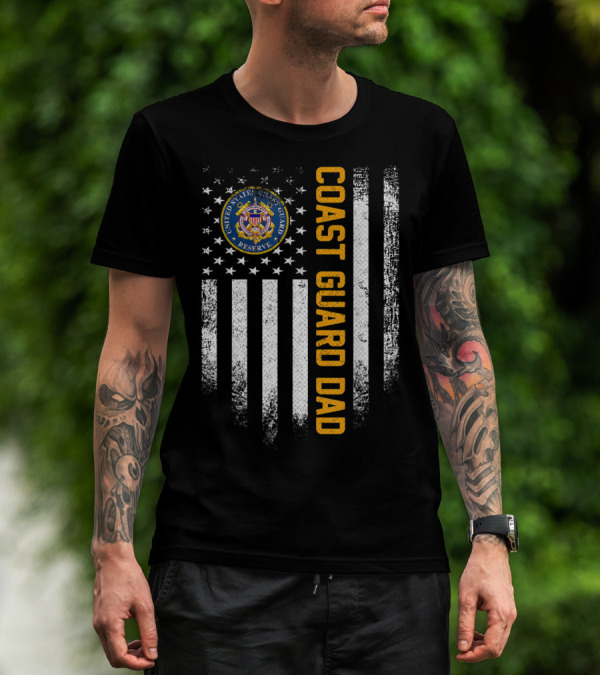 United States Coast Guard Reserve Proud Dad American Flag Vintage USA T-Shirt