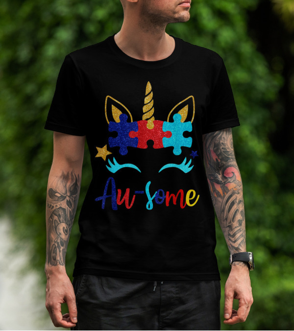 Au Some Unicorn Autism Awareness Puzzle Piece Fun T-Shirt