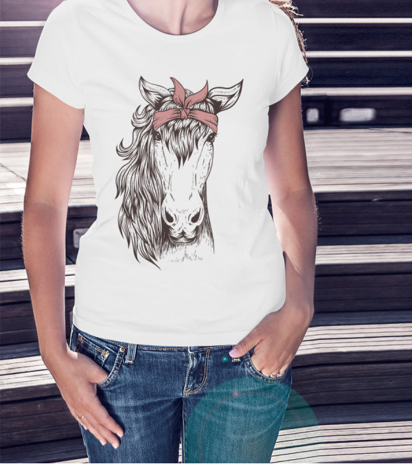Horse Bandana Illustration For Horseback Riding Enthusiasts T-Shirt