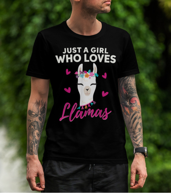 Just A Girl Who Loves Llamas With Heart Love Motif T-Shirt
