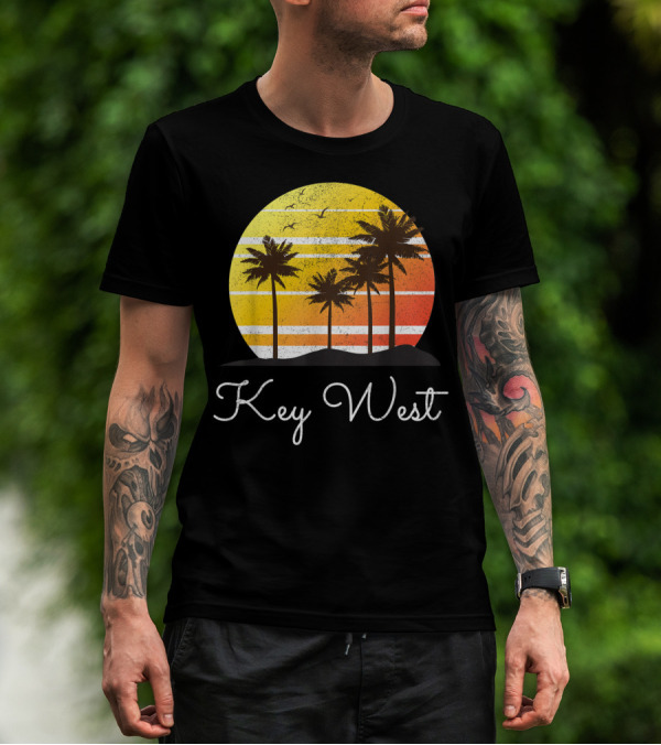 Key West Florida Family Vacation Group Beach Sunset Palm Trees T-Shirt