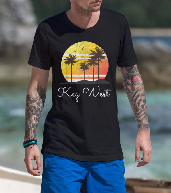 Key West Florida Family Vacation Group Beach Sunset Palm Trees T-Shirt