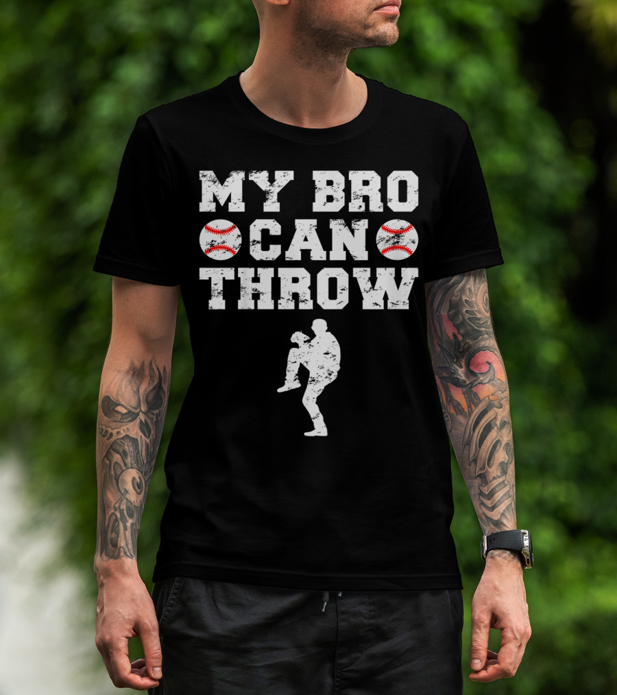 My Bro Can Throw Baseball Cute Funny Cool Brother Sister Kids T-Shirt