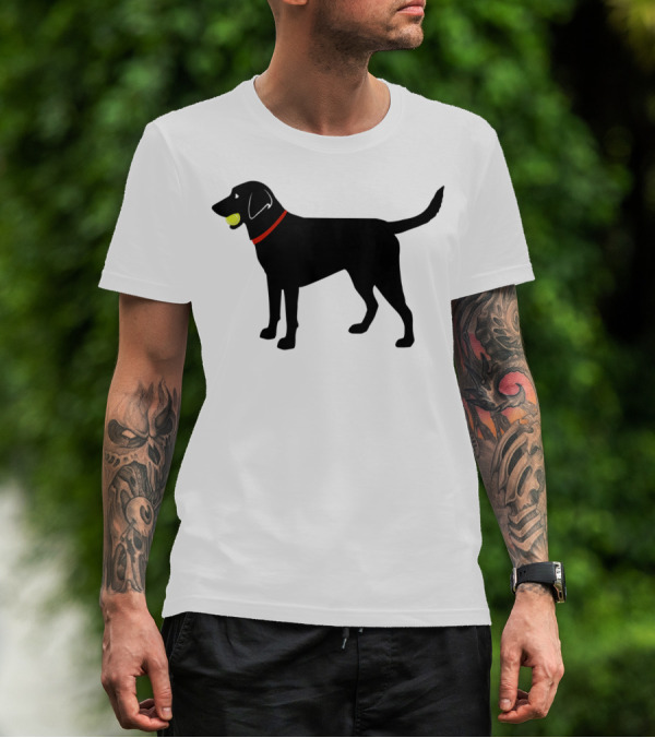 Labrador Retriever Black Lab With Tennis Ball And Red Collar Play Ball T-Shirt