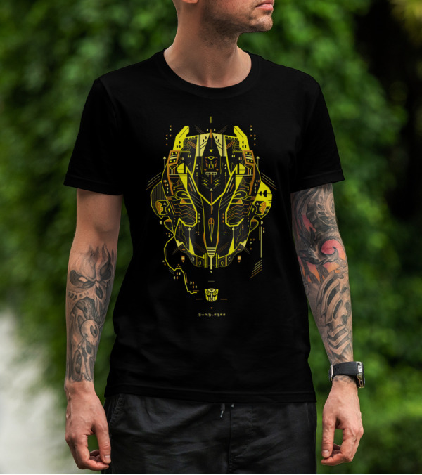 Machine Bumbleman Geometric Cybernetic Yellow T-Shirt
