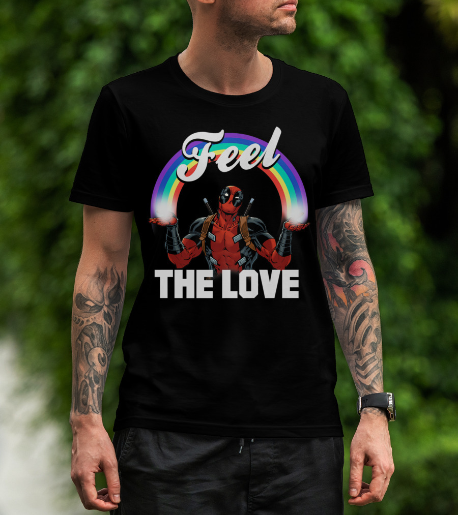 Marvel Deadpool Feel The Love Rainbow T-Shirt