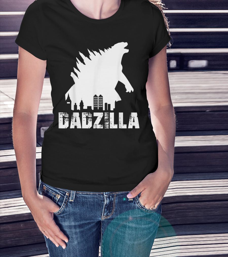 Kidzilla And Dadzilla Funny Matching Fathers City Skyline Monster T-Shirt
