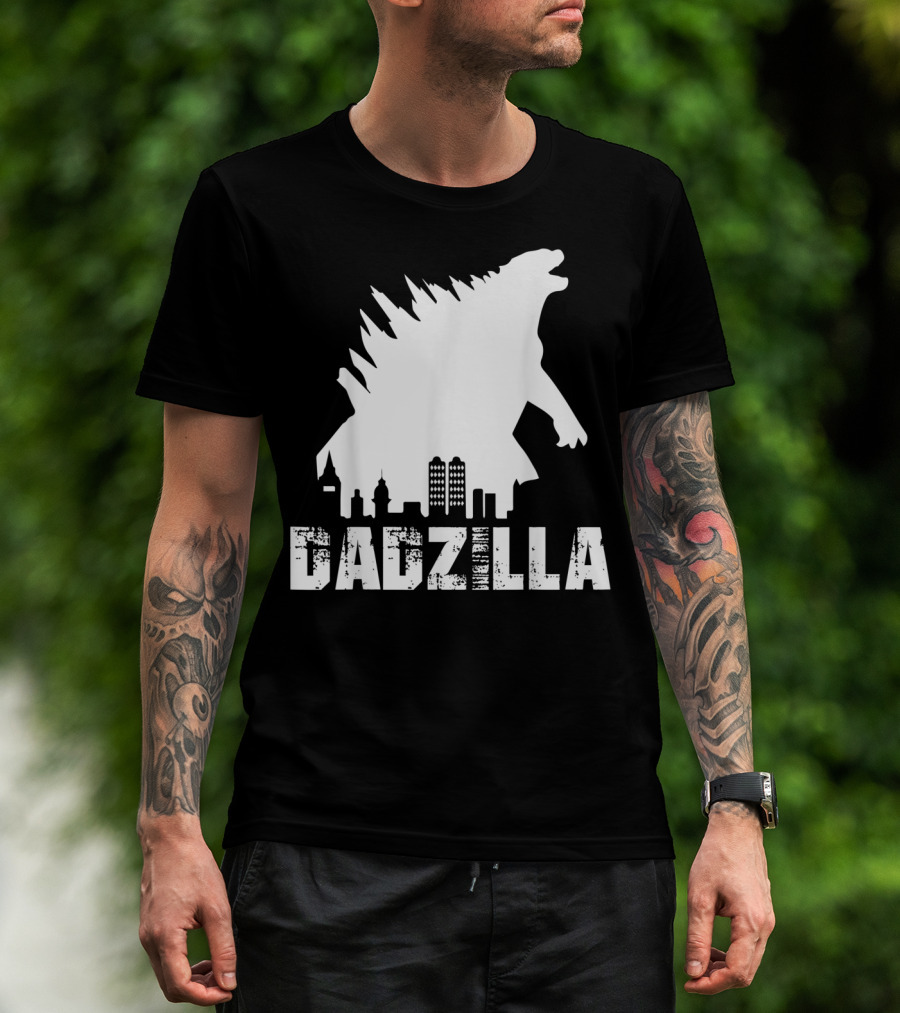 Kidzilla And Dadzilla Funny Matching Fathers City Skyline Monster T-Shirt