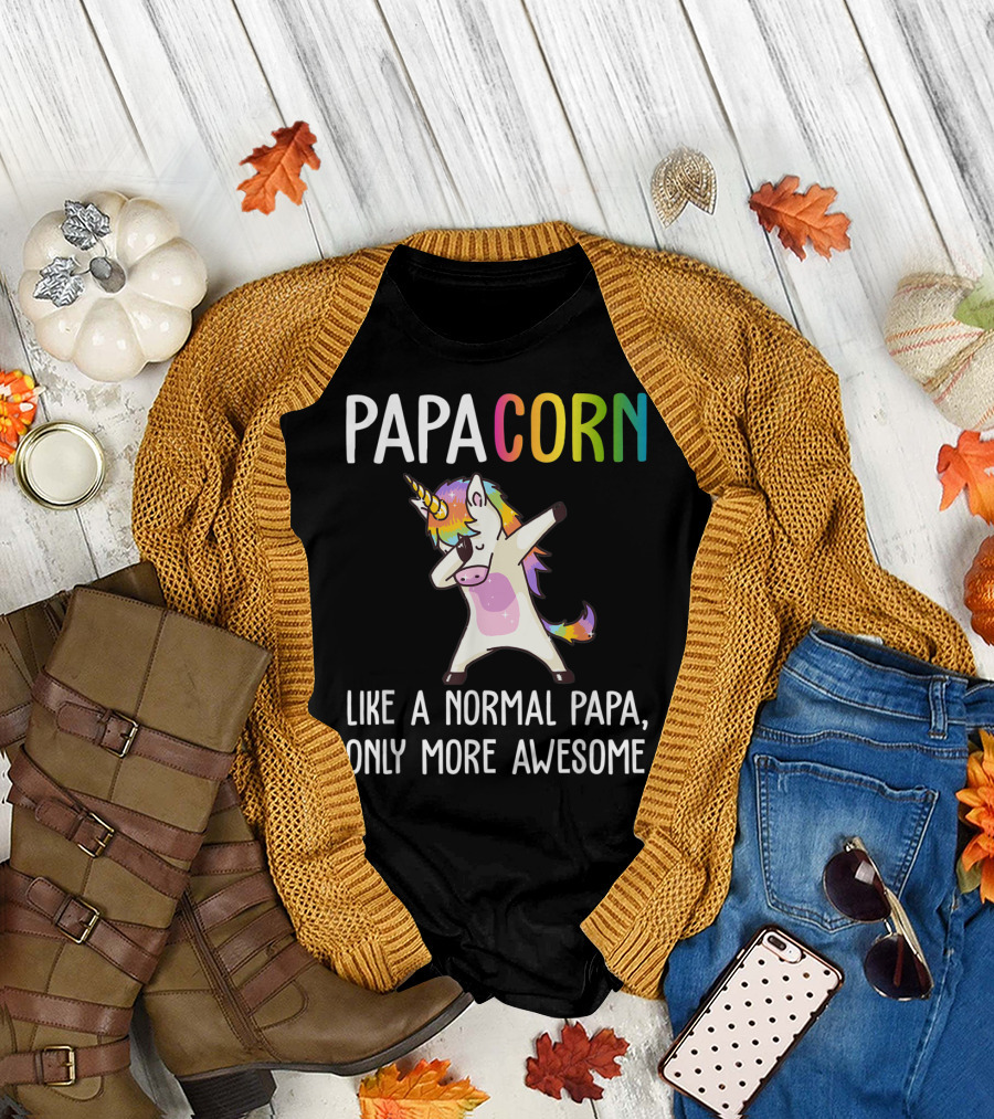 PAPACORN Like A Normal Papa Only More Awesome Dabbing Unicorn T-Shirt