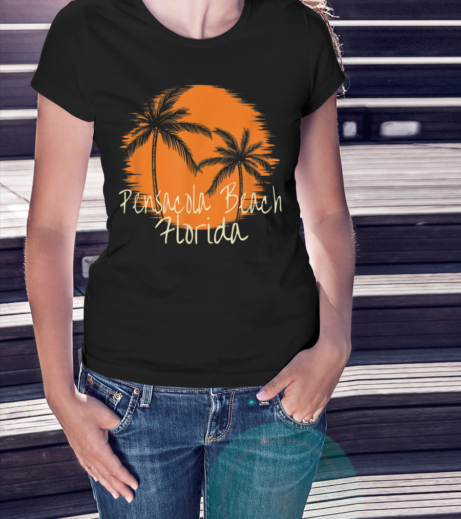 Pensacola Beach Florida Vacation Souvenir Sun Palm Trees T-Shirt